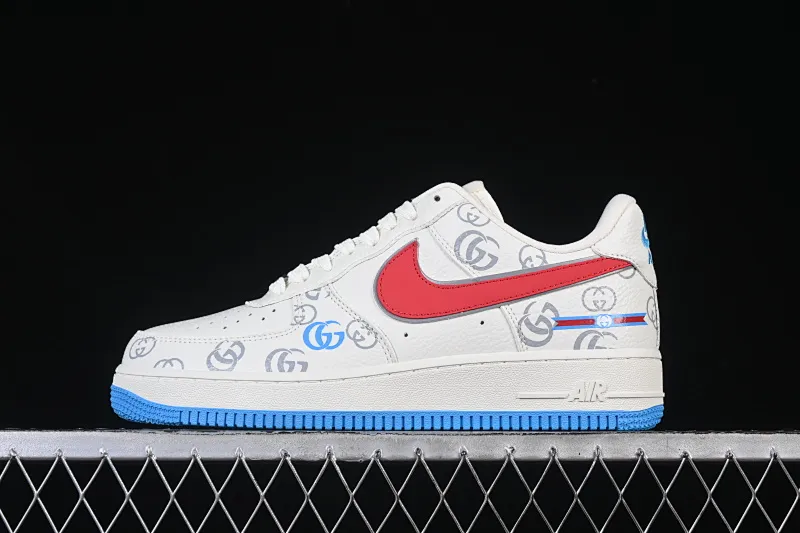 All categories Nk Air Force 1 Air Force series Nk Air Force 1 Low Air Force low-top Nike Air Force 1'07 Low Gucci co-branded white, red and blue Air Force 1 low-top casual sneakers SC0601-572
